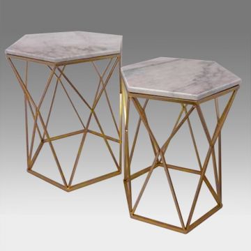 Carrera Marble Hexagon Side Table